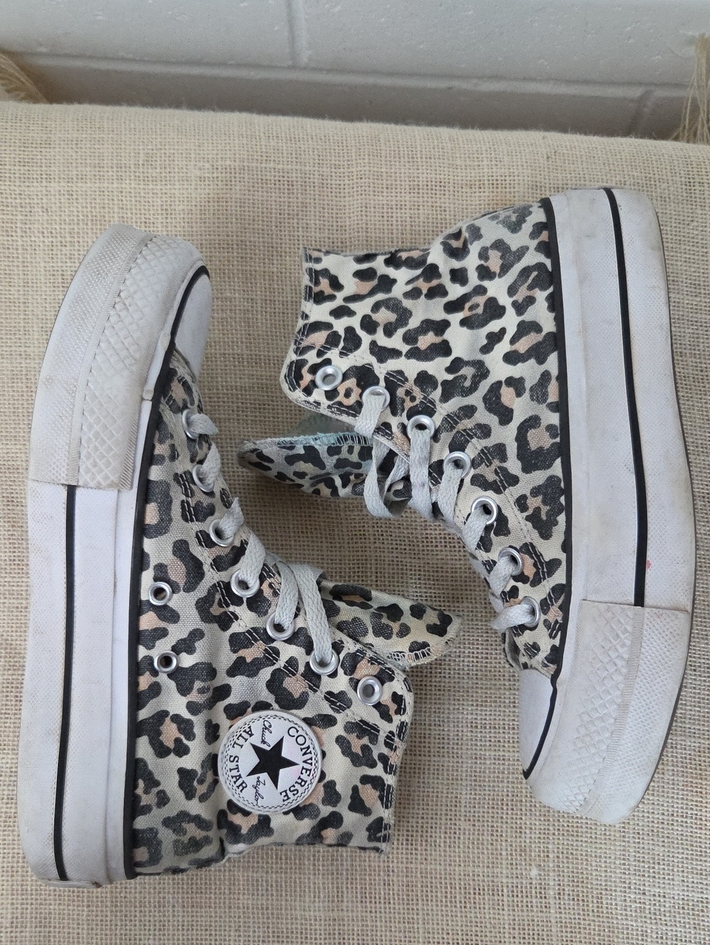 Converse Platform High Top Chuck Taylors in Leopard Print Black, Cream
